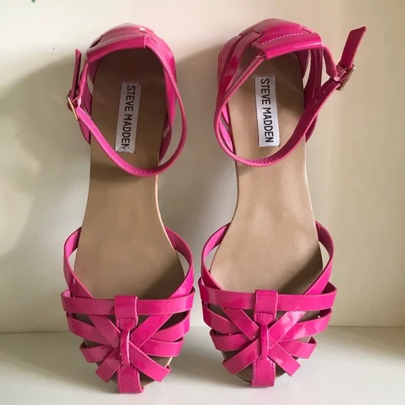 Hot Pink Steve Madden Sandals Flats with adjustable ankle strap Size 7 - Picture 5 of 14